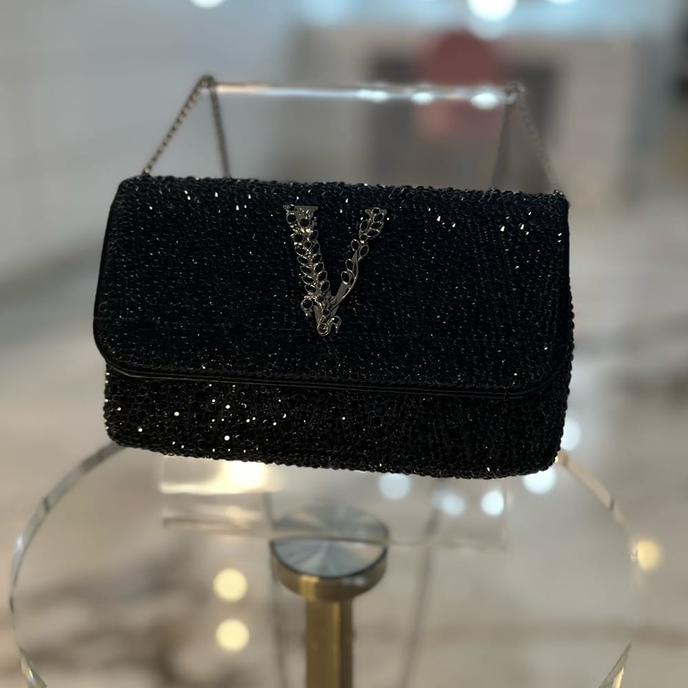 NWT Versace Virtus Black Crystals Crossbody Bag