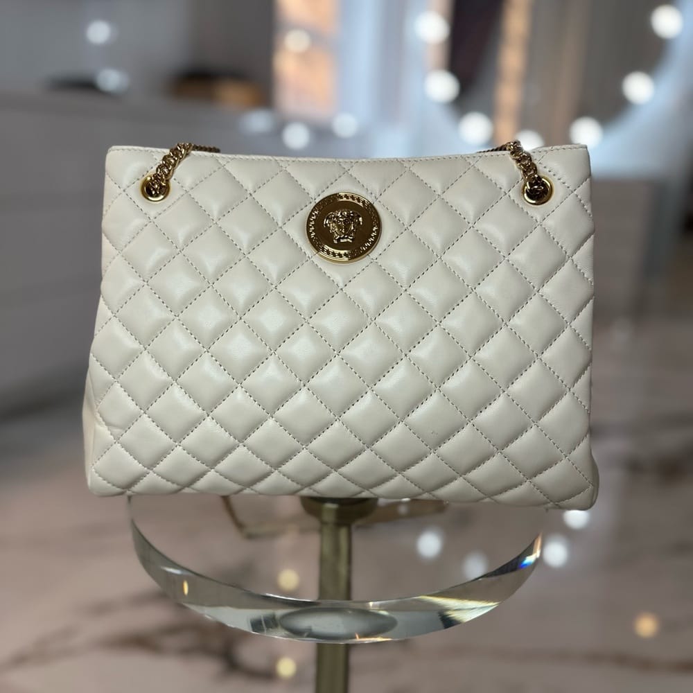 NWT Versace Ivory Quilted Large Medusa Bag