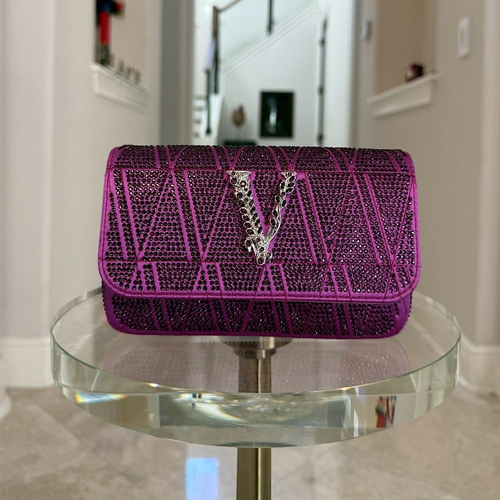 NWT Versace Virtus Crystal- Embellished Leather Bag