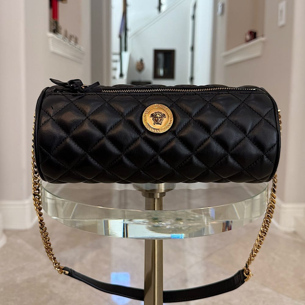 NWT Versace Black Leather Medusa Quilted Bag